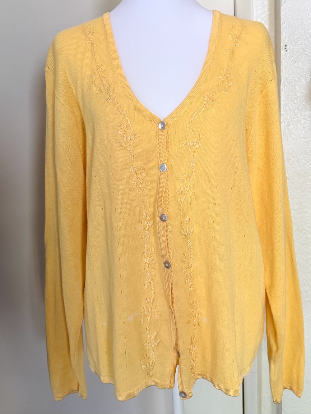 Milano Yellow V-Neck Button Cardigan